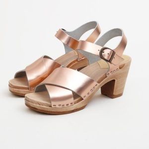 No. 6 Store Coco Cross Front Rose Gold Sandals size 40 heeled clogs